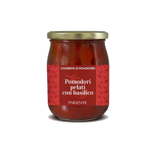 Pomodori pelati con basilico